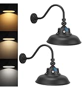 LEONLITE 14 Inch 3CCT Gooseneck Barn Light Fixture, 120-277V, 40W30W20W, Dusk to Dawn Photocell, ...