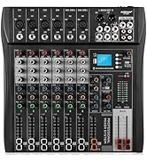 Professional Audio mixer,6 channel mixer sound Board mixer DJ Mixing,Equipped with 48V phantom po...