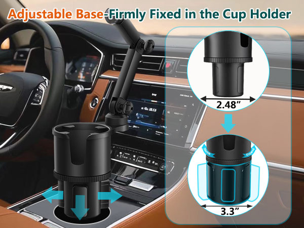 adjutable base of car cup holder phone holder