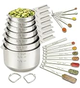 EWFEN Measuring Cups and Spoons Set, 7 Stainless Steel Nesting Measuring Cups &amp; 7 Spoons, 5 Mini ...