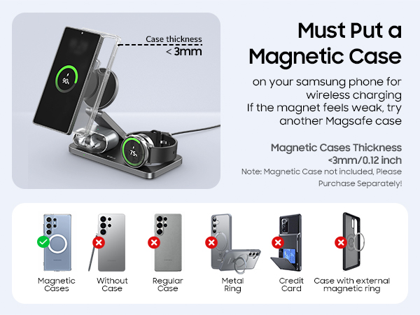 3 in 1 Foldable Magnetic Wireless Charging Station for Samsung