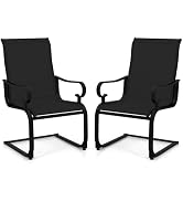 Giantex Patio Dining Chairs Set of 2, High Back Outdoor Patio Chairs with Metal C Spring Frame, H...