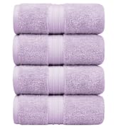 Lilac purple lavender 4-piece hand towel set, violet mauve Turkish cotton hand towels, soft
