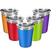 Kids Stainless Steel Cups, 12oz Kids Metal Drinking Glasses with Lids and Sleeves, Unbreakable Sp...