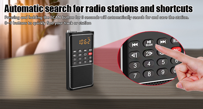 One-touch auto search for radio stations and shortcut selection buttons