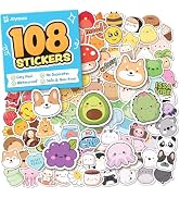 Cute Stickers for Kids - Kawaii Water Bottle Stickers for Teens - 108pc Teacher Reward for Kids C...