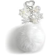 Pom Pom Keychain with Snowflake Charm Winter Themed Accessory for Women Cozy Christmas Gift Idea ...