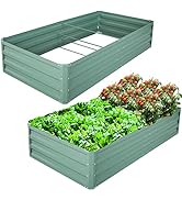 FORTUNO 2 Pcs 6×3×1 FT Raised Garden Beds 71"x35.5"x12" Galvanized Patio Ground Gardening Planter...