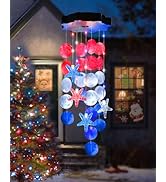 Toodour Solar Decorative Lights Outdoor, Red White Blue Shells Lights Gifts for Mom Grandma Women...
