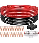 Ruikarhop 8 Gauge Wire (50ft Each- Black/Red) Copper Clad Aluminum CCA,60A AGU Fuse Holder,20pcs ...
