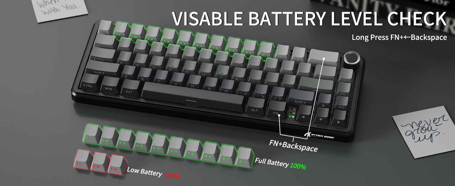 Wired Wireless Bluetooth 60% Mechanical Gaming Keyboard X66 with visable battery level check