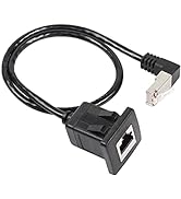 CERRXIAN 0.5m 90 Degree RJ45 Male to Female Panel Mount CAT5E Ethernet Extension Cable