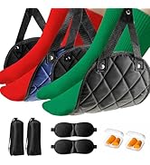 Premium 2-Pack Airplane Foot Hammock with 2 Eye Masks &amp; 2 Earplugs Set - Adjustable Length Foot R...