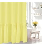 Seenus Bright Yellow Ruffle Shower Curtain with Waterproof TPU Backed, Soft Microfiber French Cou...