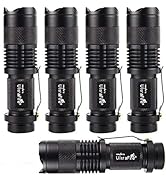 ULTRAFIRE 5 Pack SK68 Tactical and Small Flashlights,7w 3-Mode Pocket Torch Adjustable Focus Zoom...