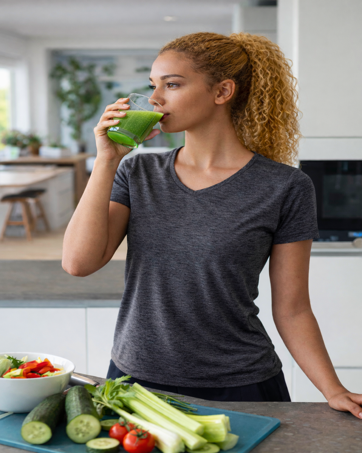 A fresh vegetable juice after a workout.
