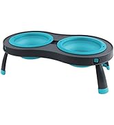 Dexas Popware for Pets Double Elevated Pet Feeder, Small, Gray/Blue