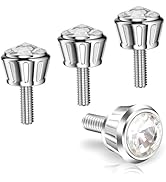 Bawkars 4 PCS License Plate Screws Fastener Kit, Bling Crystal Rhinestones Anti Theft Screw Caps,...