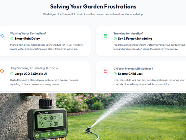 Sprinkler Timer with 3 Individual Programs, Brass Inlet Water Timer for Garden Hose