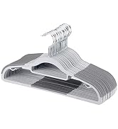 FSUTEG Hangers,Plastic Clothes Hangers, Upgraded Rubber Stripe Non-Slip Coat Hangers,50 Pack Dry ...