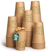 Biotakeware 16 oz 100 Count Compostable Paper Cups, BPI Certified Plant-Based Biodegradable Dispo...