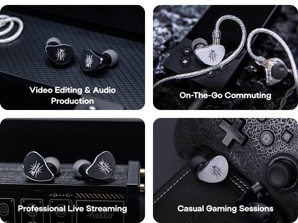 Linsoul Kiwi Ears Belle 10mm DLC Dynamic Driver in-Ear Monitor, HiFi Wired Earbuds