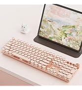SEUNKWANG EWEADN V20 Typewriter Keyboard Wireless, 104 Keys Mechanical with White Backlit, Media ...