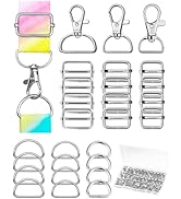 FIVEIZERO 90Pcs Swivel Snap Hooks Kit, D Rings for Purse and Slide Buckles, Swivel Hook, Purse Ha...