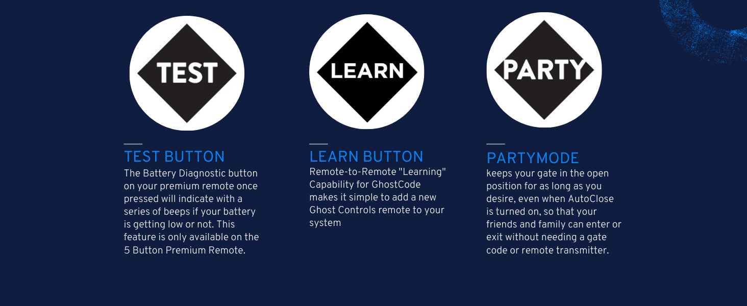 Test Button, Learn Button, PartyMode