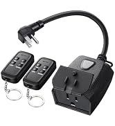 DEWENWILS Outdoor Dimmer for String Lights, Two-Remote Control Dimmable Plug, 100FT Range, Waterp...