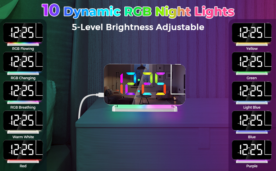 LED and Mirror Projection Digital Clocks Large Display 