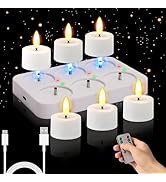 Rechargeable Flameless Tea Lights Candles with Timer Romote, 1.5