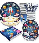 Space Birthday Party Supplies Decorations, Outer Space Theme Paper Plates and Napkins Set for 24 ...