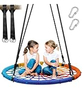 Trekassy 750lbs 40" Spider Web Saucer Tree Swing for Kids Adults, Outdoor Net Swing with Steel Fr...