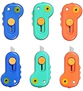 Harita Box Cutter Utility Knife Mini Retractable Lanyard Hole, Alloy Steel Blade, 6 Piece, Lightw...