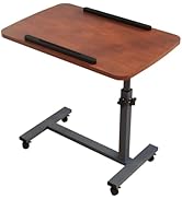 Laptop Table Mobile Adjustable Height Portable Desk Notebook Swivel PC Computer Rolling Desk with...
