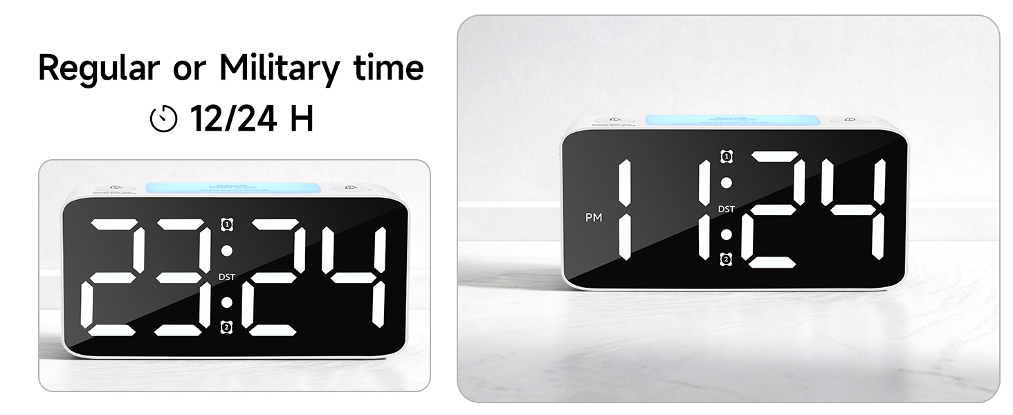 12 24 hour time format digital clock military time switch easy setup for students office