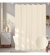 Seenus Waterproof TPU Lined Fabric Shower Curtain Lightweight, Cream Cloth Shower Curtain or Line...