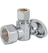 Eastman 1/2 inch FIP x 3/8 inch OD Compression Quarter Turn Angle Stop Valve, Brass Plumbing Fitt...