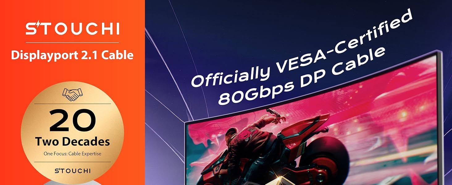 Officially VESA-Certified 80Gbps DP Cable