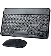 Bluetooth Wireless Keyboard and Mouse Combo-Rechargeable Mini Cute Typewriter Wireless Mouse and ...