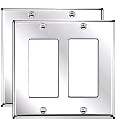 [2 Pack] BESTTEN 2-Gang Bright Polished Stainless Steel Decorator Wall Plate, Solid Standard Size...