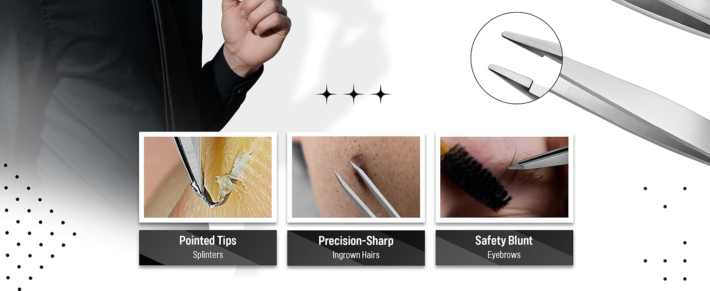 pointed precision ingrown hair tweezers,round tip eyebrows tweezers,splinter tweezers