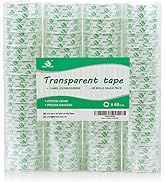 48 Rolls Crystal Clear Transparent Tape, Stationery Tape Refills Rolls for Dispenser, 3/4 in x 10...