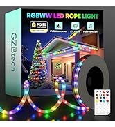 GZBtech RGBWW Pixel-Controlled Rope Light 16.4FT/5M, IP65 Waterproof Dimmable Festival Lights for...