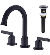 DIKUROOMS Brass Bathroom Faucet 8 Inch Widespread for Sink 3 Holes, Swivel Spout Bathroom Basin M...