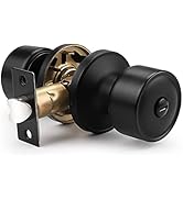 knobelite 1 Pack Door Knob Privacy Function Keyless Lock Black Interior Round Door Lock, Flat Doo...