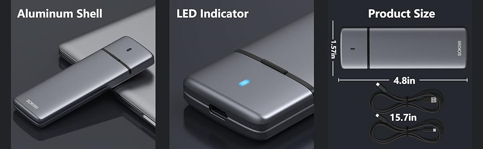 Aluminum Shell &amp;amp; LED Indicator &amp;amp; Two Cable