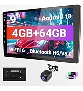 Haudio 9" Wireless Double Din Car Stereo with Bluetooth, Wireless CarPlay, Android Auto, WiFi 6, ...