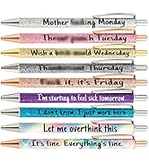 PASISIBICK 9 Pieces Funny Daily Ballpoint Pens Swear Word Weekend Set, Comfortable Writing with B...